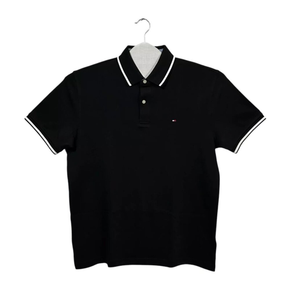 Tommy Hilfiger‎ Men's Cotton Polo Shirt Size M-XL Black/White Soft & Stretchy
